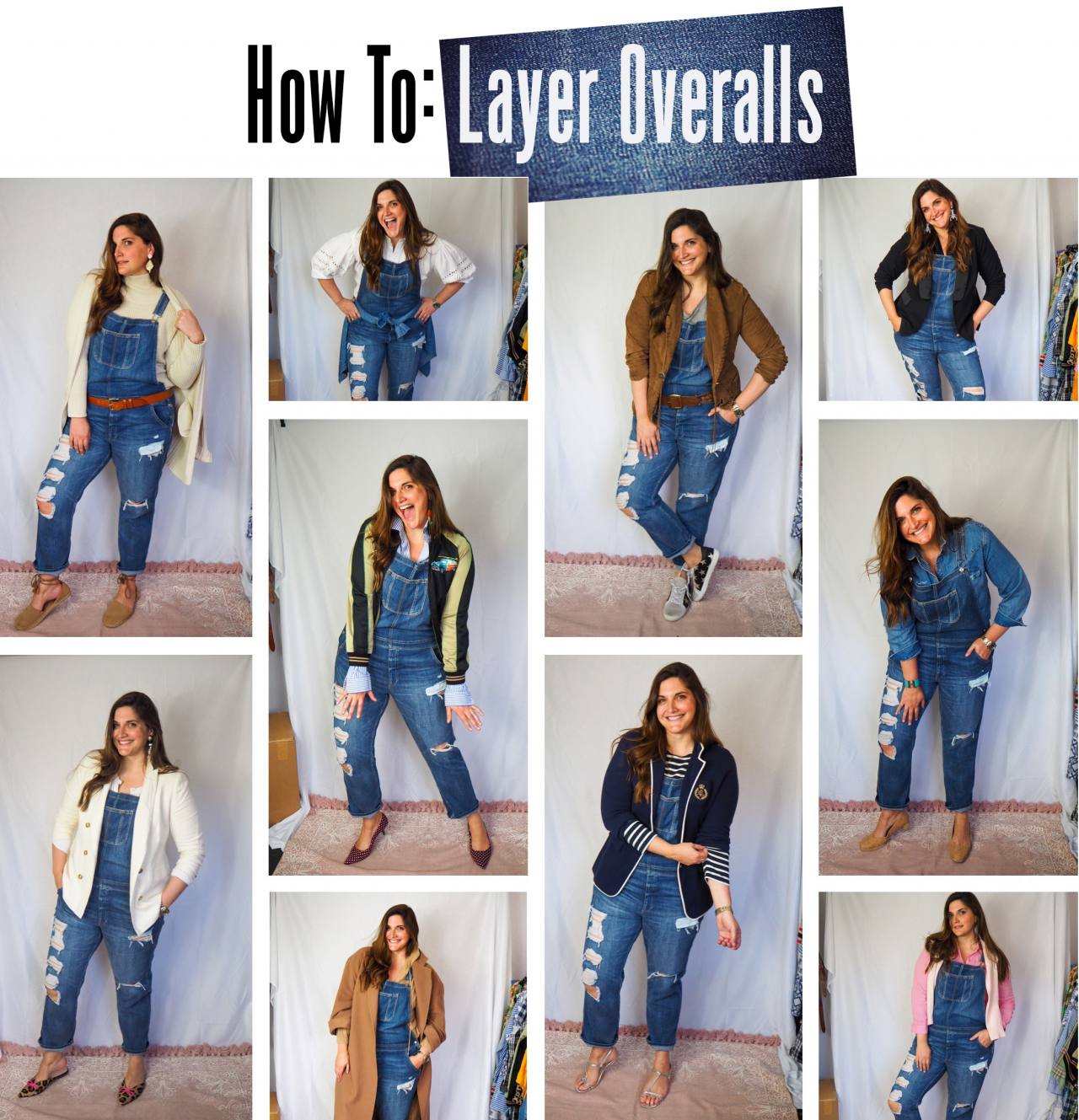 How to Layer Overalls (dungarees) in ten outfits - Emily Jane Johnston